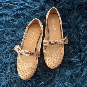 Dior J'Adior Beige Mesh Ballet Flats size 36